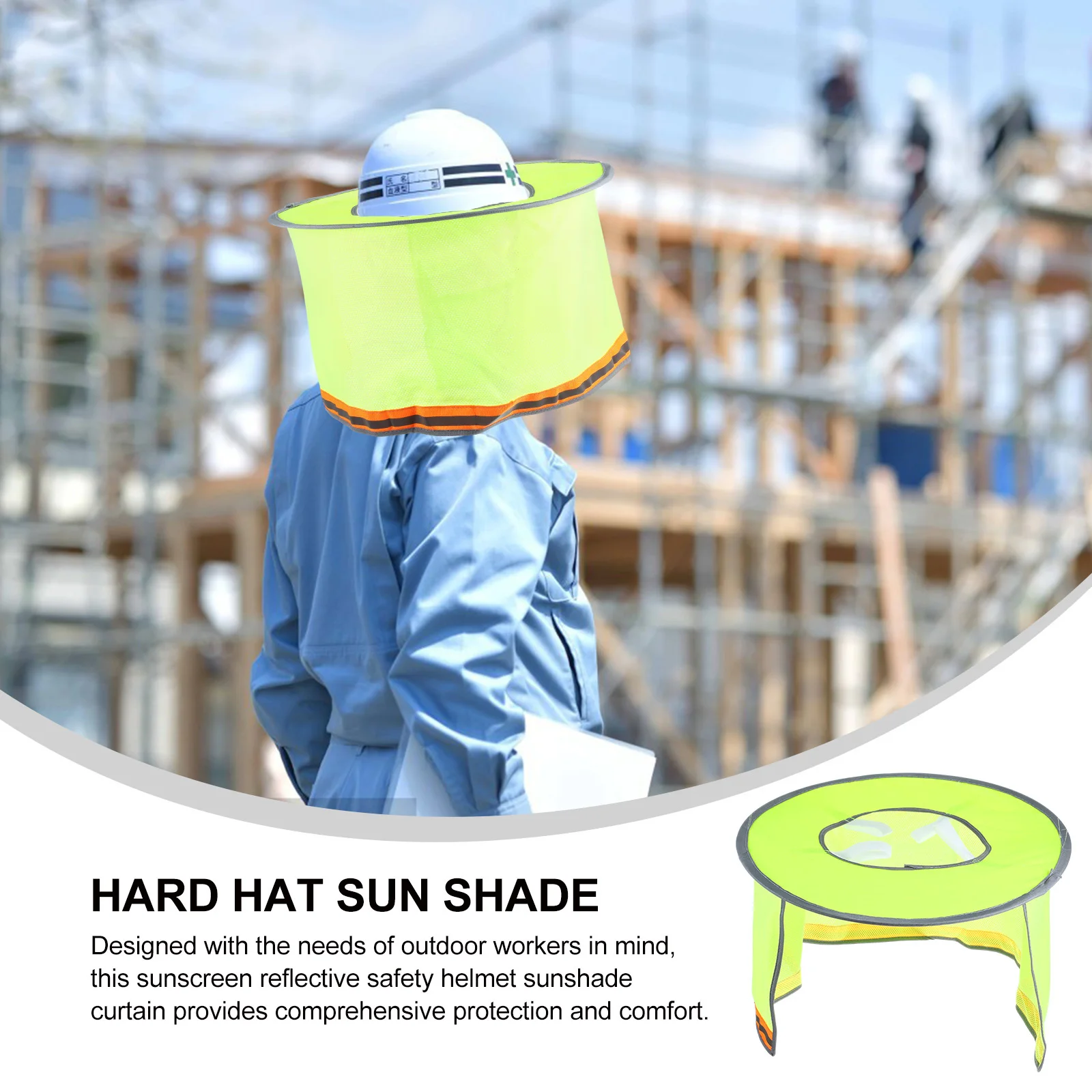 

Hard Hat Sun Shade Full Brim Visor Neck Shield Cooling Durable Outdoor Workers Construction Gardening Reflective