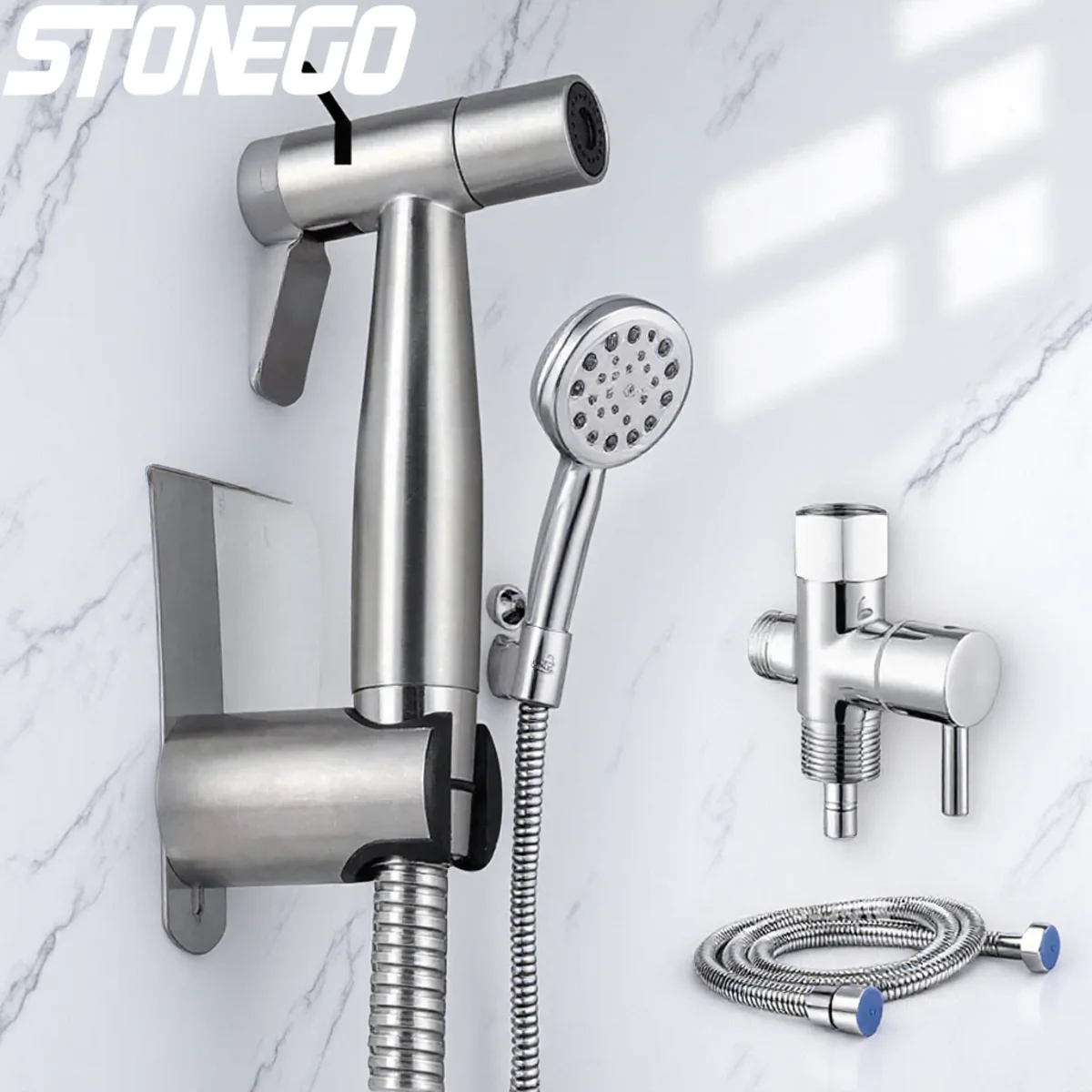 

Stainless Steel Handheld Bidet Sprayer Bathroom Faucet Easy Install Diaper Cloth Sprayer Set