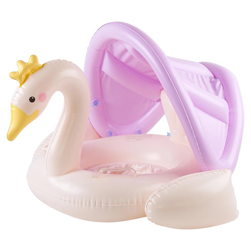 1 unidad de flotadores de piscina con dosel de cisne color crema mejorados, anillo de natación de verano, ayuda para nadar en la playa y la piscina, juguetes de playa Gea de seguridad del agua para Fiesta EN LA Piscina