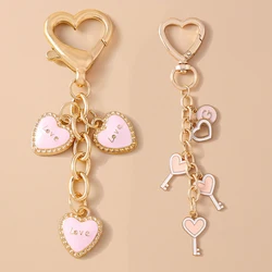 Cute Enamel Love Heart Keychain Women Girls Key Ring Pendants for Car Key Holder Handbag Decor Jewelry Accessories