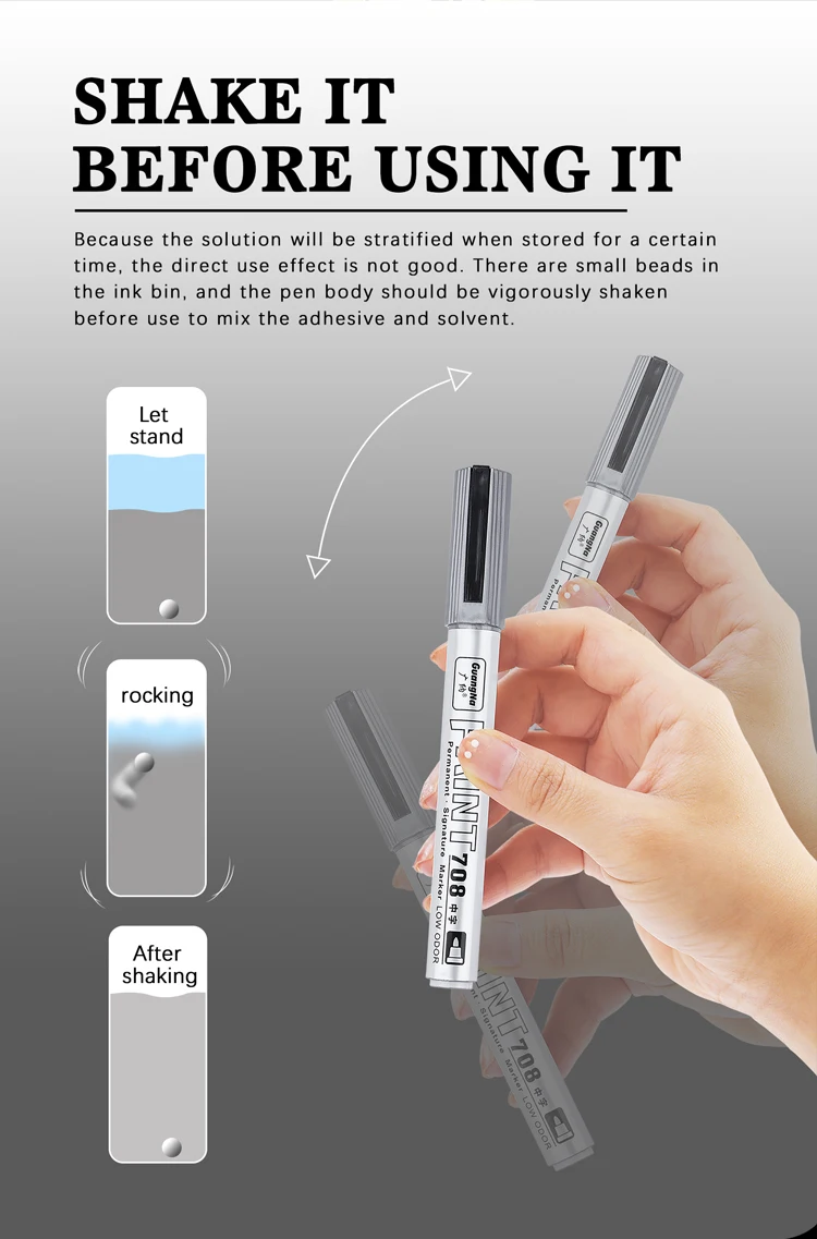 Permanente Farbmarker-Stifte mit Tintenset Gold Silber Weiß 2mm Kunstmarker Reifenprofil Gummi Stoff Metall Metallic-Marker-Stifte – Detail 15