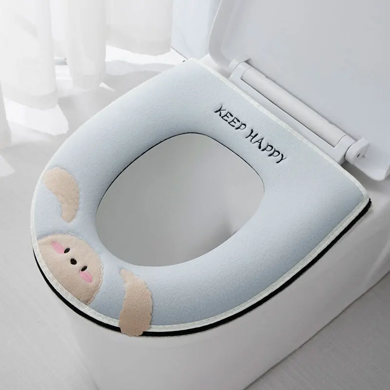 Autumn Winter Home Toilet Seat Cover Pad Washer Bottom Waterproof Cute Rabbit Soft Toilet Covers Warm WC Seat thicken Cushion