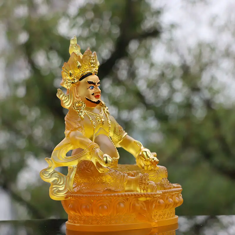 Imagem -03 - Estátua de Buda Banhada a Ouro Imitação Esmalte Transparente Amarelo Deus da Riqueza Martelo Vajra Tibetano Longevidade Sorte Feng Shui