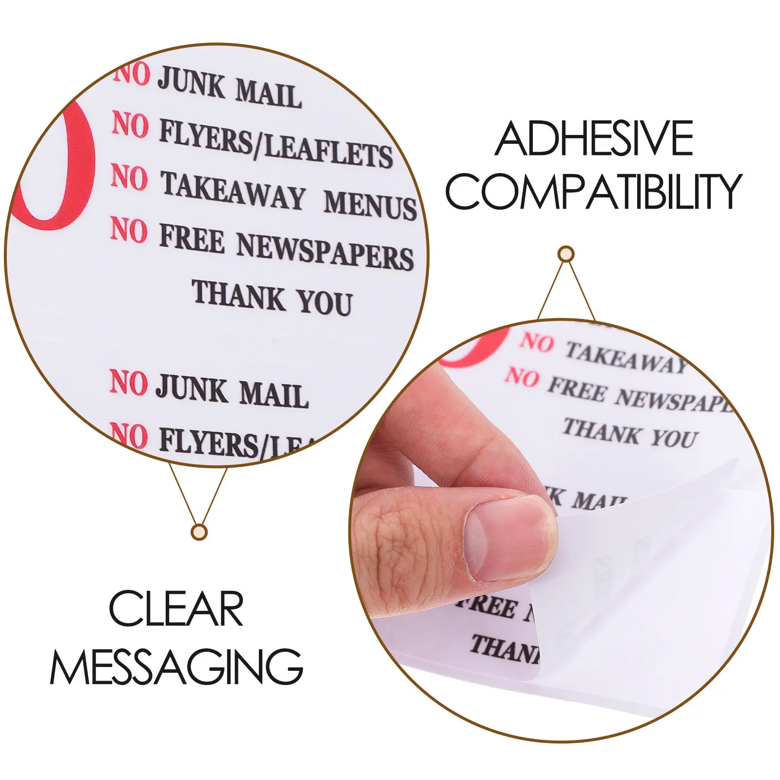 2Pcs No Junk Mail Sign for Mailbox Weatherproof Self Adhesive Sticker Functional Mailbox Communication Tool Residential