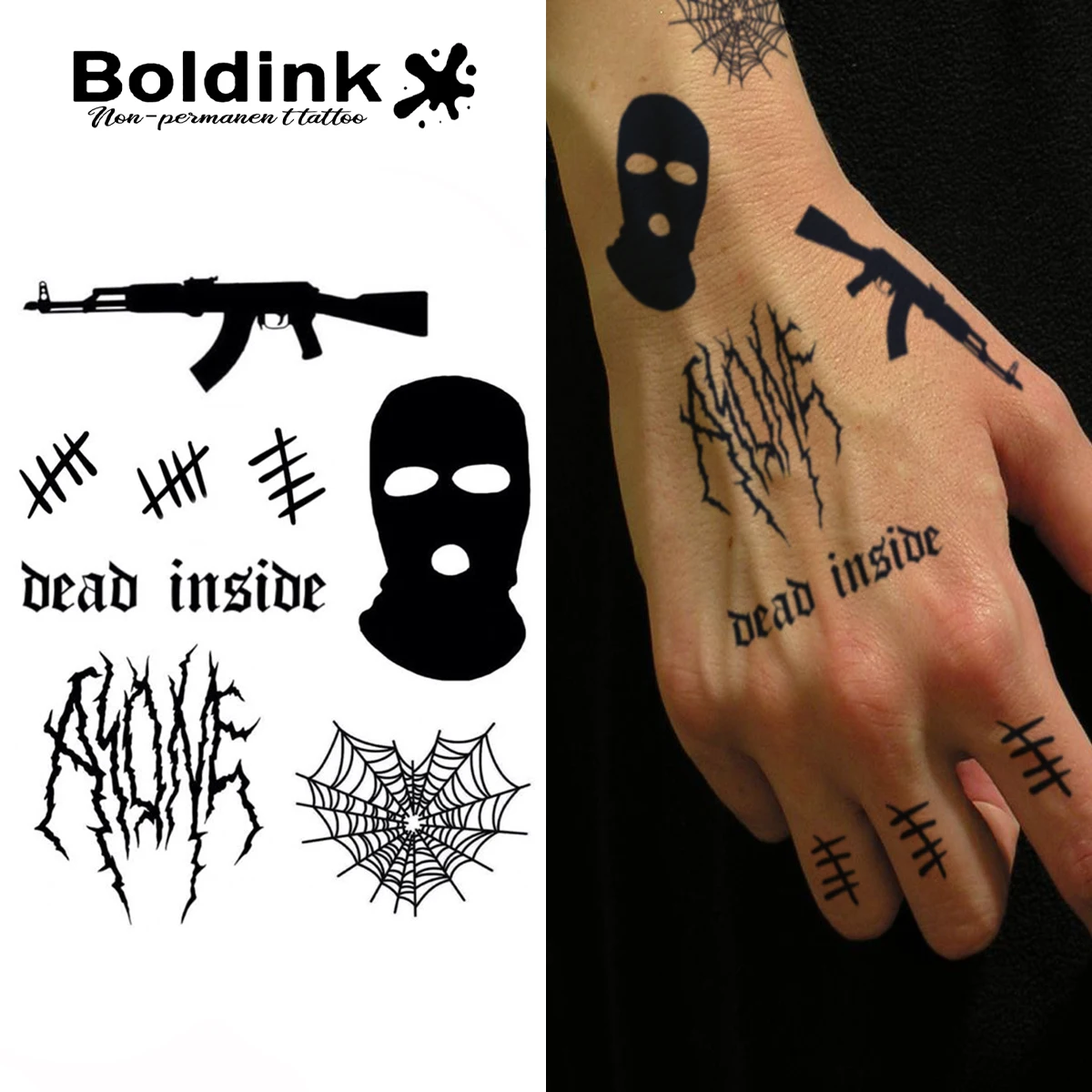 Shadowed Rebellion Boldink Temporary Tattoo,Lasts To 15 Days New Technology Magic Waterproof Semi Permanent Sticker.