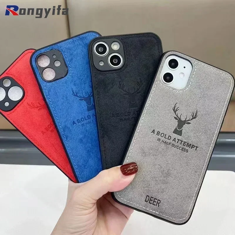 Rugged Cloth Phone Case For Xiaomi Poco M6 F5 F5 X5 C31 M4 M4 Pro M5S X4 NFC X3 GT F4 Cloth Pattern Elk Deer Soft Cover