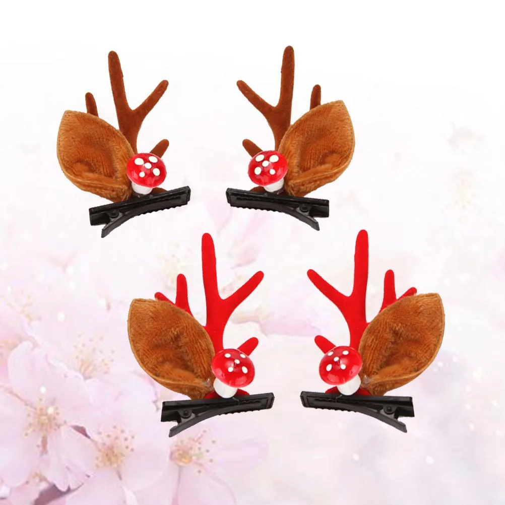 

4 шт., рождественские заколки для волос с рогами, заколки для волос с изображением лося, заколки для девочек и женщин, праздничные аксессуары для волос, украшение для вечеринки