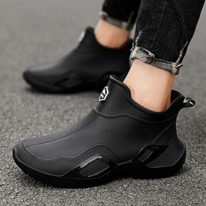 

Водонепроницаемая мужская обувь на щиколотке для шеф-повара, дешевые подростковые новые высококачественные нескользящие садовые резиновые непромокаемые сапоги на низком каблуке для мужчин