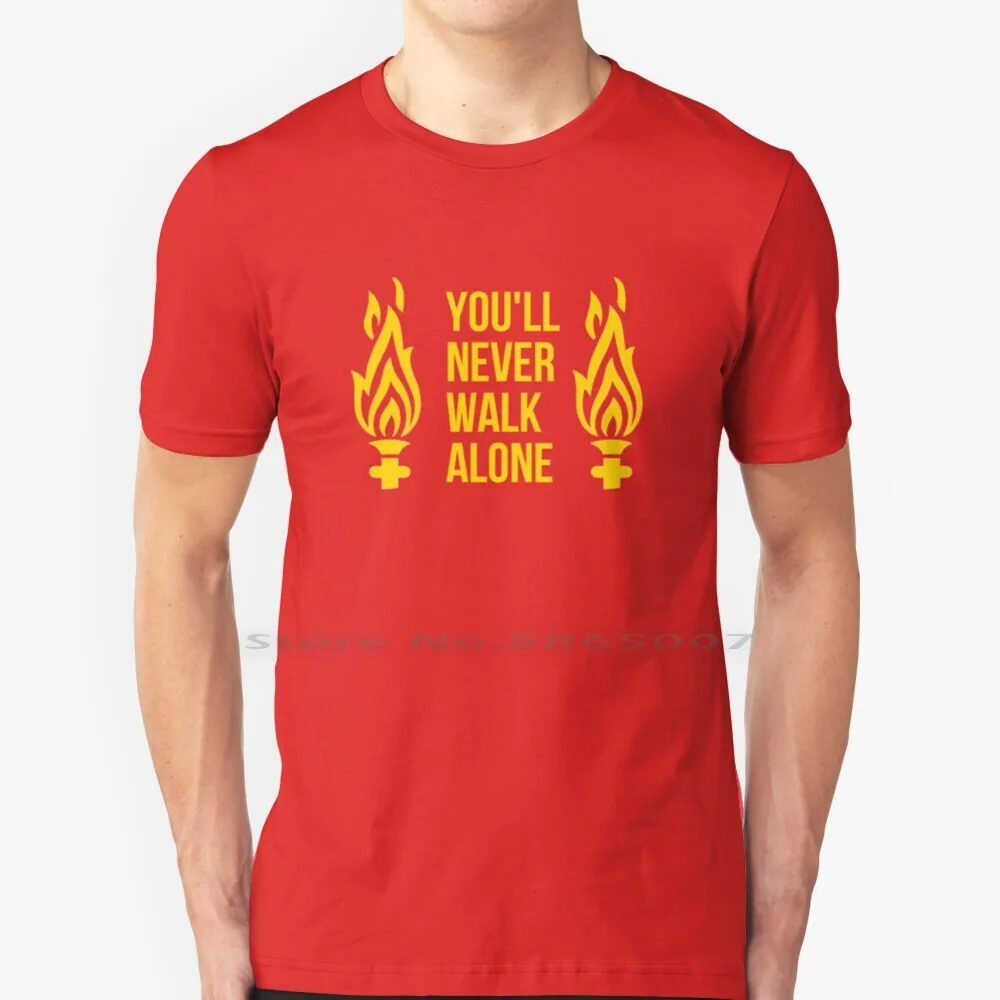 Yellow 100% Cotton T Shirt Youll Never Walk English Football English Soccer British England Scouser Tee Short Sleeve Long