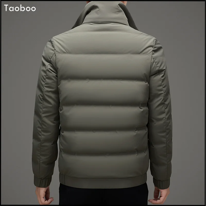 Taoboo 2024 giacche invernali larghe Vintage per uomo Smart Casual collo di pelliccia solida addensare giacche calde 90% piumino d'anatra bianco