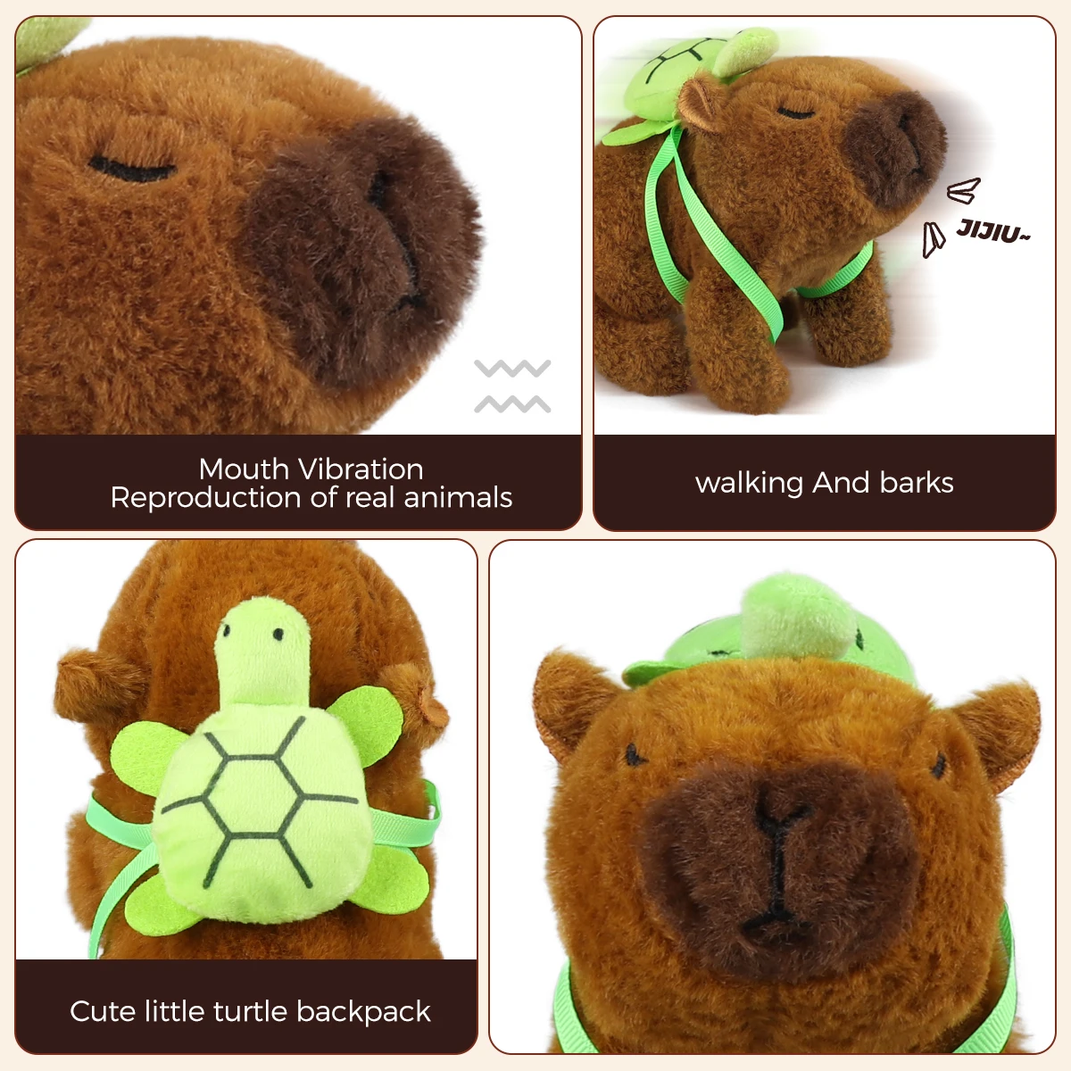 Pluche Capibara Lopen Geluid Bewegende Mond Simulatie Elektronisch Huisdier Kinderen Elektrisch Capibara Terug Schildpad Speelgoed Voor Verjaardagscadeaus