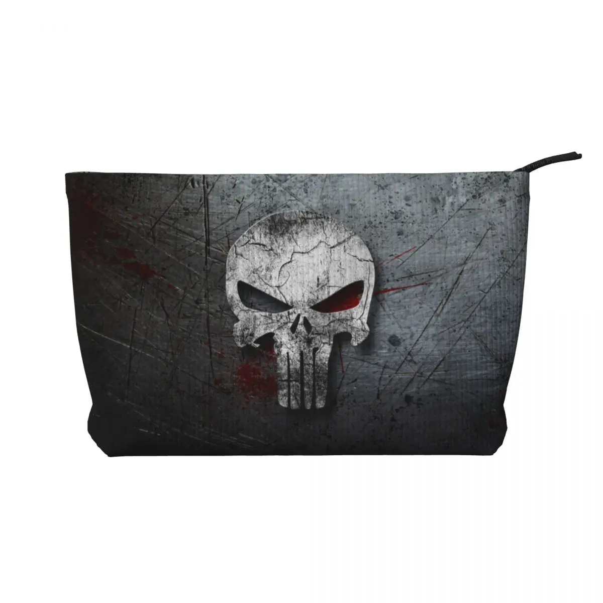 Custom Vintage Skeleton Punisher Skull Toiletry Bag Corduroy Makeup Cosmetic Organizer for Women Beauty Storage Dopp Kit Case