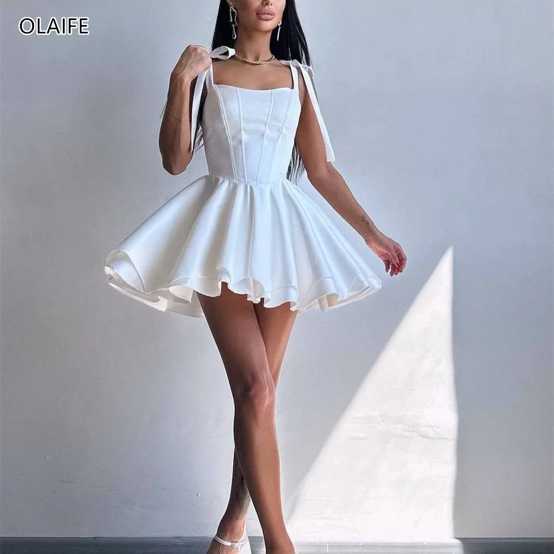 Vestido de noche blanco de satén para mujer, traje de gala para fiesta, barato