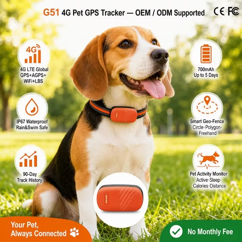 Best Selling Waterproof Pet GPS Tracker 4G LTE Real Time Dog Cat Animal GPS Tracking Device With  Mobile APP