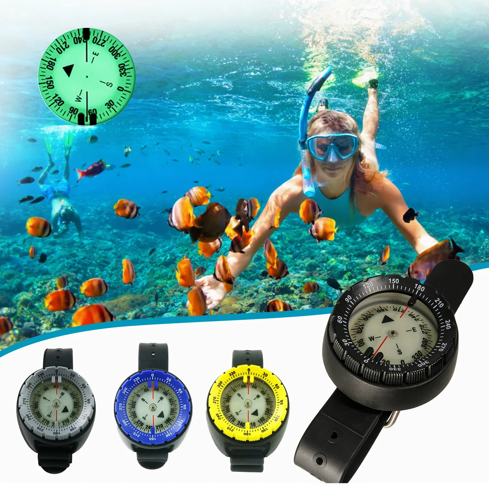 

Professional Digital Scuba Diving Compass 50m Waterproof Luminous Dive Watch Balanced Navigator for Snorkeling Underwater Sport