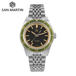 San Martin 39.5mm Dive Watch Vintage Distressed Effect NH35 Men Automatic Mechanical Watches Waterproof 200m Lume SN0116 Reloj