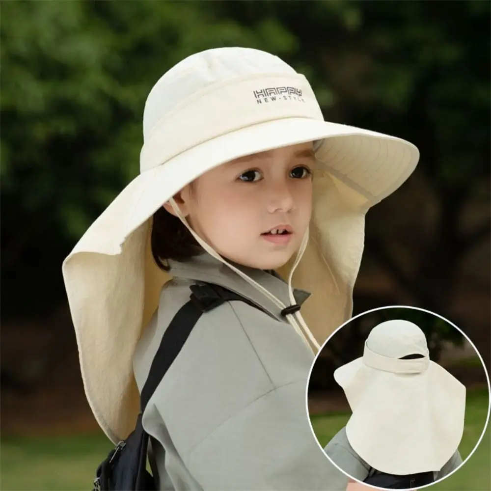 UV Protection Summer Children's Sunproof Hat Camping Alpine Cap Large Brim Hat Sun Hat With Cape Adjustable