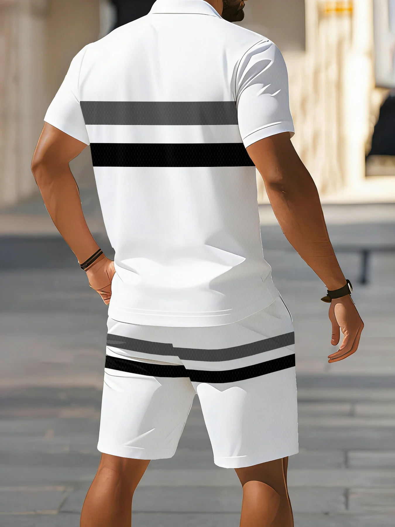 2026 Summer Men's Polo Shirt Set - 3D Printed Design Breathable Lightweight Comfortable Fashionable Outdoor Men's Clothing - view 2