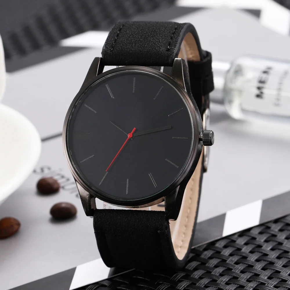 hot sale big dial men sports watch PU leather quartz men wrist watch