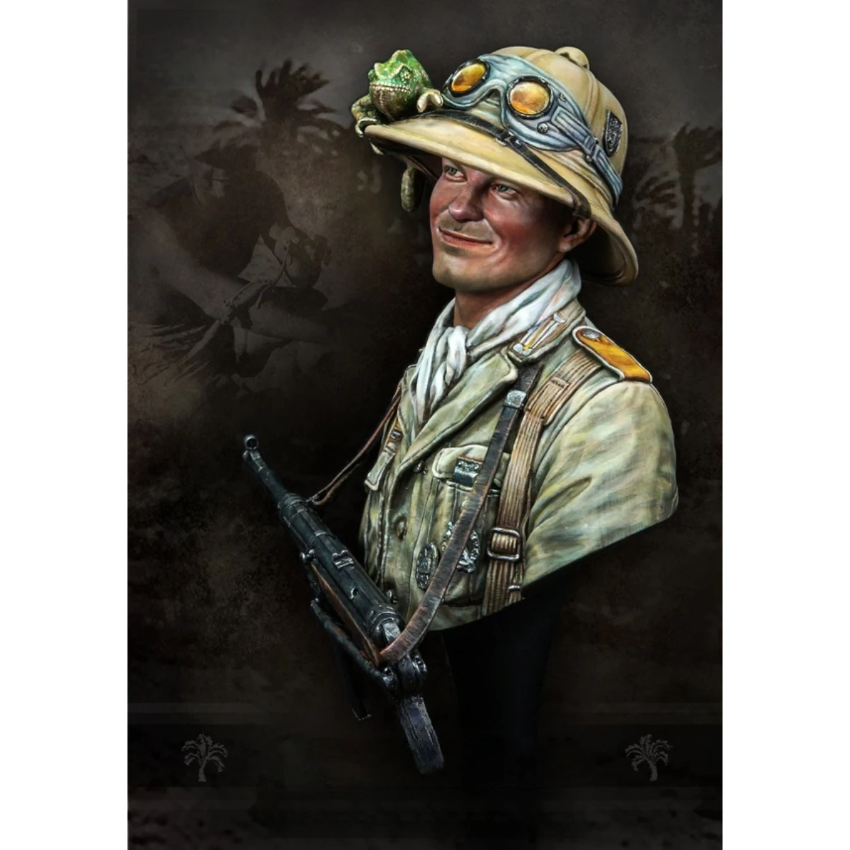 

1/10 resin unpainted model kit, chameleon on the hat of a German African Corps soldier unassembled and unpainted GK