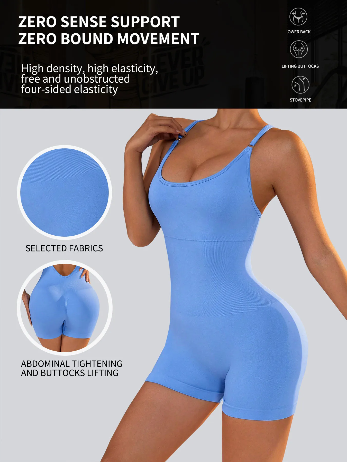 CZGUKEWomen Adjustable Spaghetti Strap Ribbed Scoop Neck Short Yoga Jumpsuit Bodycon Removable High Stretch Gym Pilates Workout