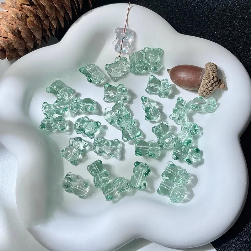دلايات على شكل دب ، زجاج كريستال ، حبات سائبة لصنع المجوهرات بنفسك ، مورد أقراط ، إكسسوارات أساور ، 12 × 14 ، 10 #3