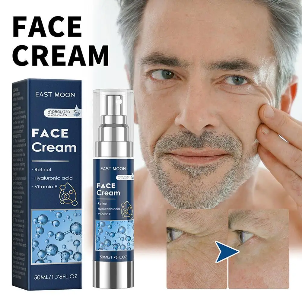 Creme facial de colágeno masculino alto ha anti-envelhecimento creme portátil anti creme cuidados com a pele hidratante rosto retinol hidratante rugas w1f9
