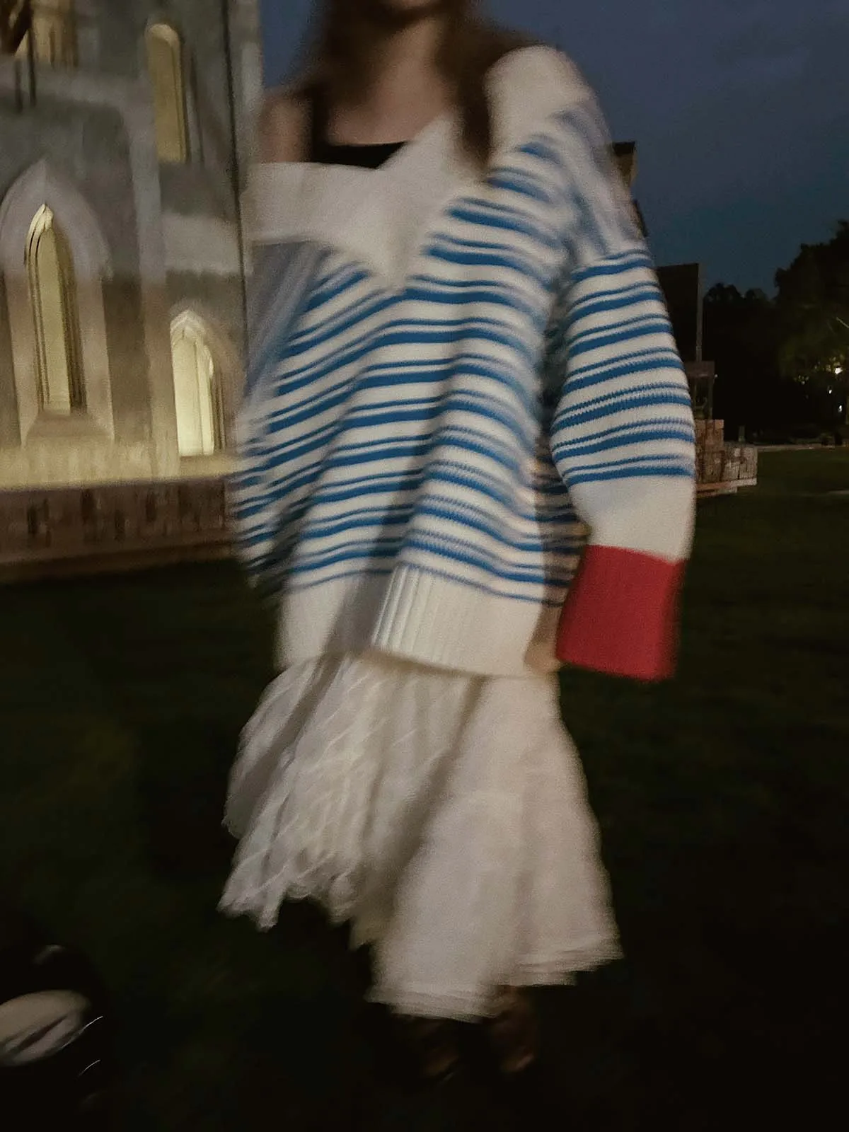 

MOEROP винтажный большой V-Ne красный синий шерстяной свитер Lazy Sle топ для похудения женский уличный зимняя коллекция Crew Ne