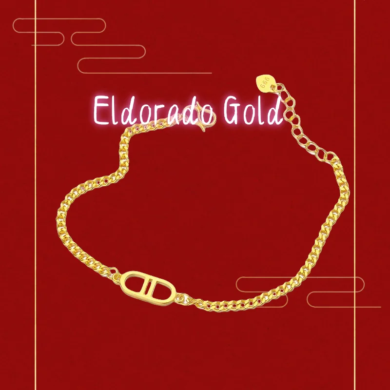 

9999 real gold 24K yellow gold Advanced Sense Letter Double D Pig Nose Bracelet Valentine's Day giftValentine's Day gifts for co