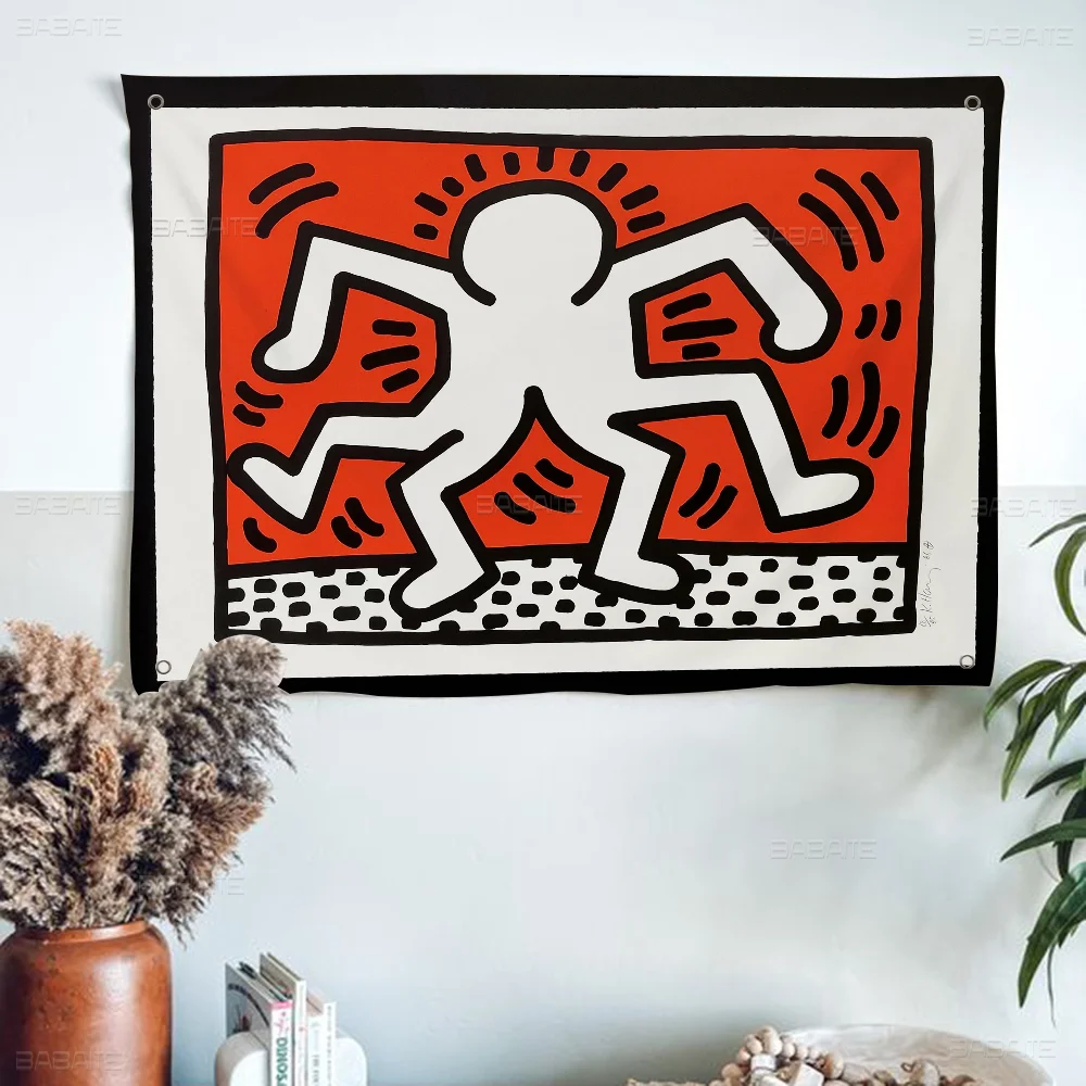 Keiths Haring Printed Large Flag Art Science Fiction Room Home Decor Decor Banner