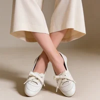 Women's Soft Ballet Flats Lace Up Bow Knot Slip On Loafers Comfortable Walking Round Toe Casual Shoes Spring Summer - Image 4