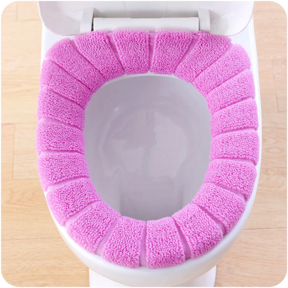 

Bathroom Toilet Seat Cushion Closestool Purple Warm Detachable Cover Washable Soft Comfortable Toilet Seat Pad