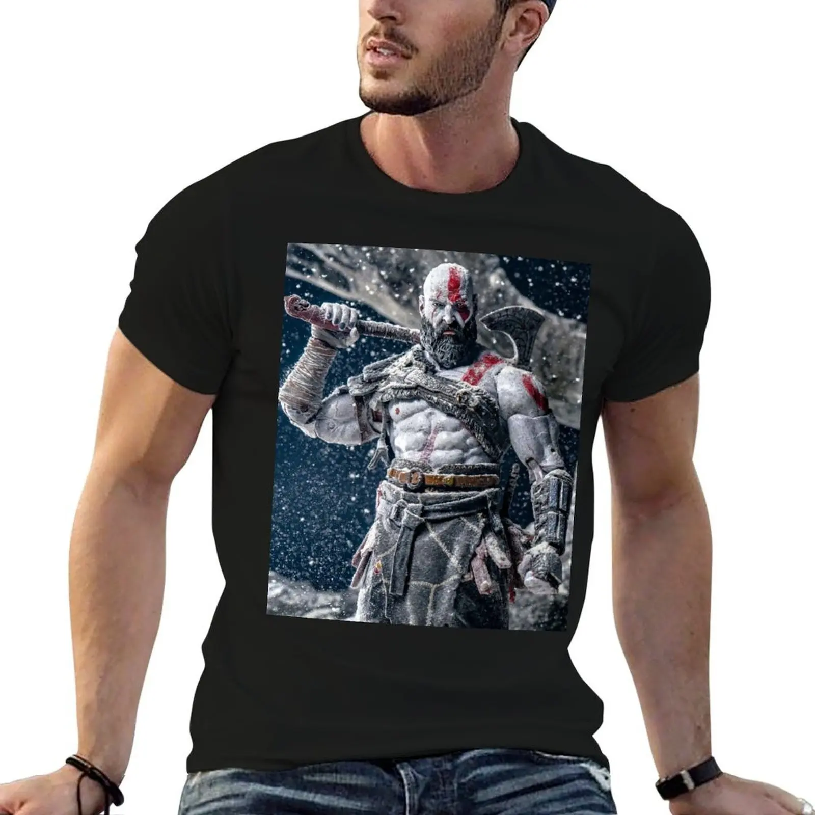 

KRATOS T-Shirt man t shirt heavy cotton anime t shirts oversize T-Shirt