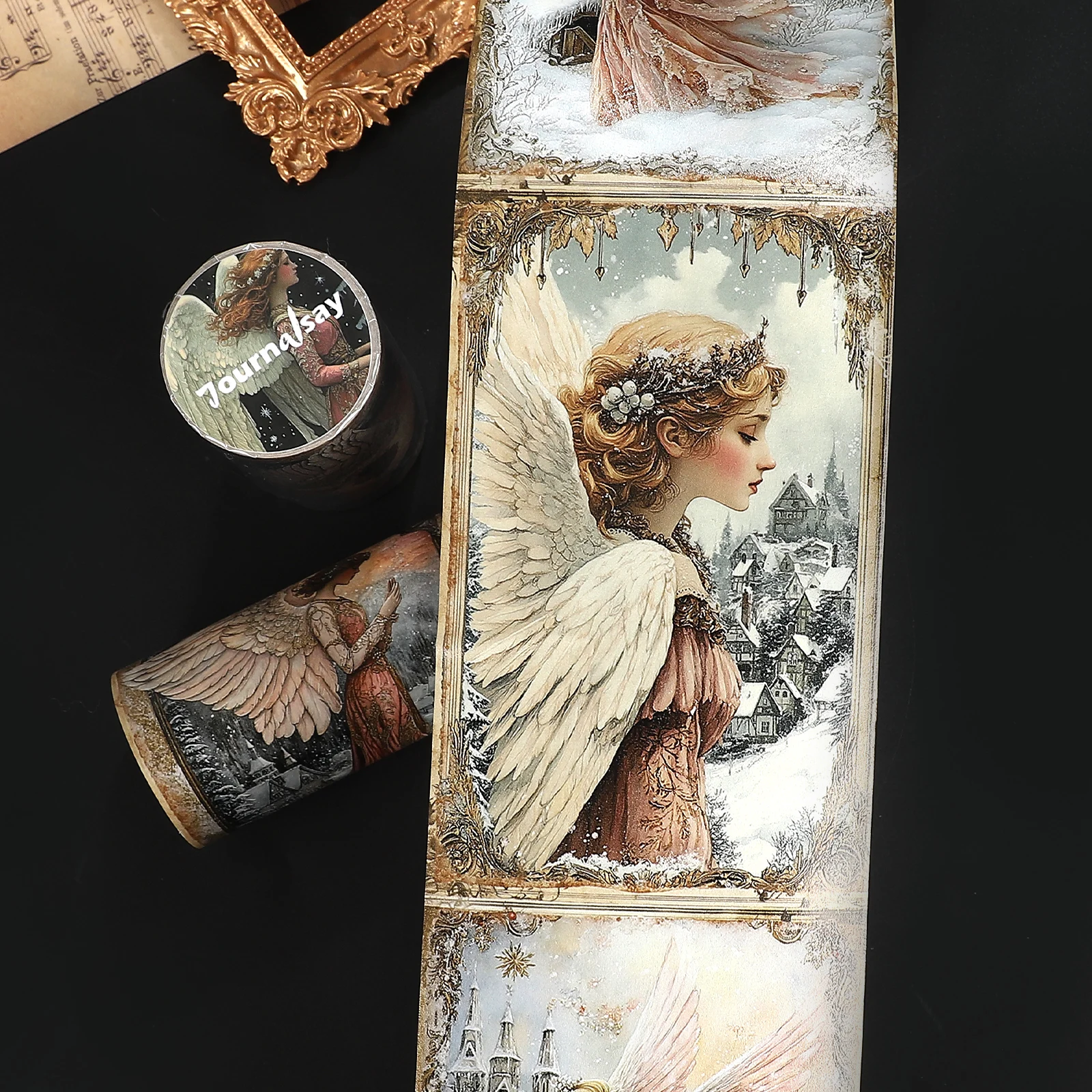 เทปวาชิลายวิคตอเรียนวินเทจ ขนาด 80 มม.*205 ซม. ลายตัวละครและทิวทัศน์ สำหรับงาน DIY สร้างสรรค์ วัสดุตกแต่งสมุดบันทึก คอลลาจ และเครื่องเขียน