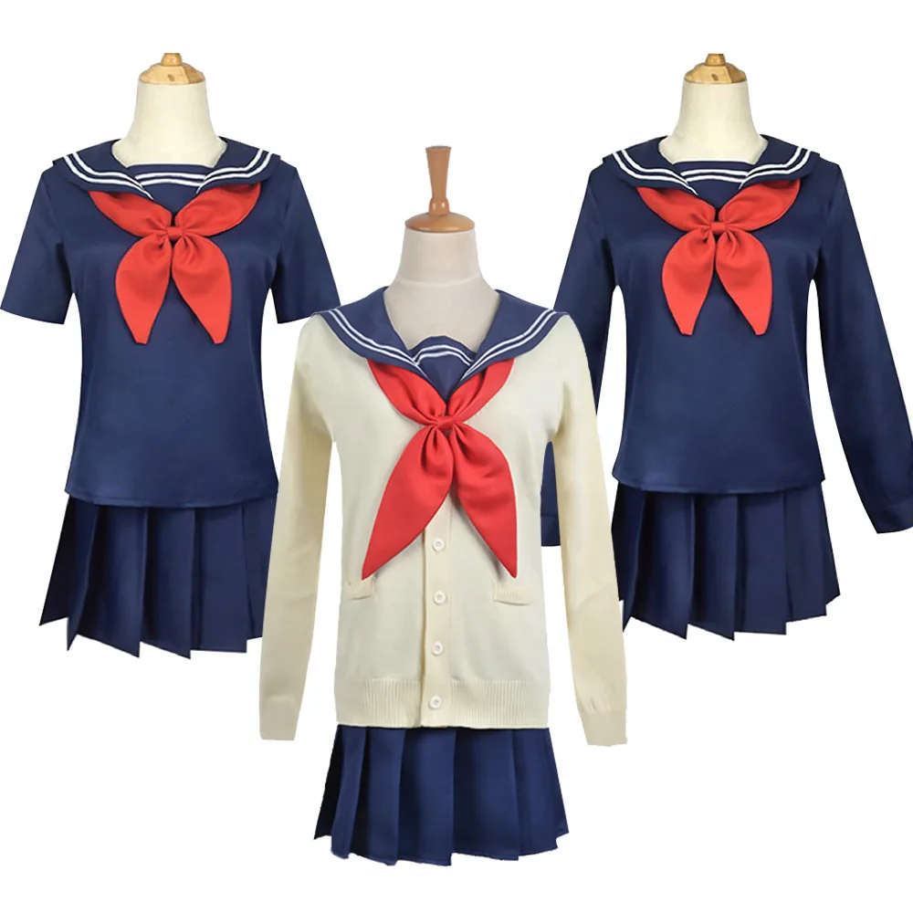 Anime My Hero Academia Himiko Toga Cosplay Costume JK Uniform Skirts Sweater Coat Wig High School Girls Dress Haiioween Party view 2