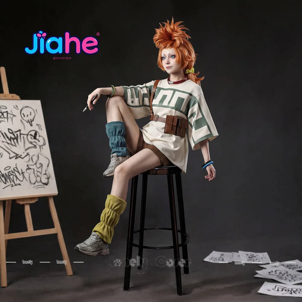 

Anime Gachiakuta Remlin Tysark Cosplay Costume Wig T-Shirt Shorts Waist Bag Choker Leg Covers Scrunchy Props Man Halloween Party