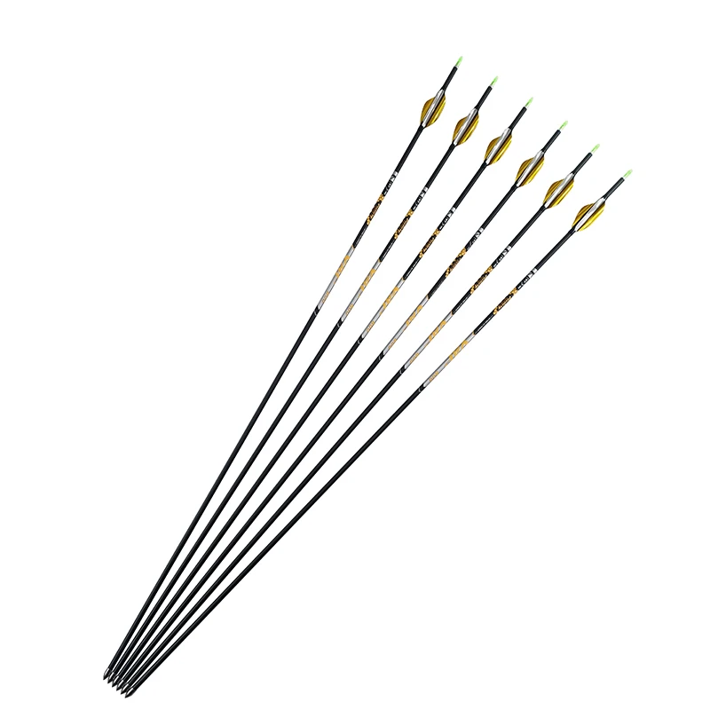 

12pcs Archery ID4.2mm Pure Carbon Arrow Spine350-900 with 1.8in Spin Vanes Spiral Feather Recurve Compound Bow Hunting Shooting