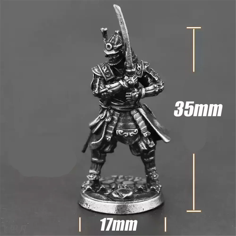 Vintage Copper Japanese Shogunate Samurai Soldier Figurines Miniatures Metal Soliders Model Statue Desktop Ornament Decoration