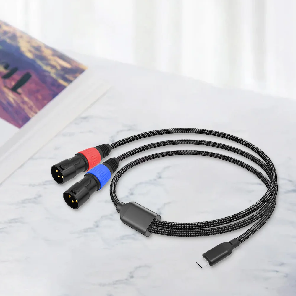 USB Type C Male To 2 XLR Male Stereo Audio Cable DAC 24BIT 192KHZ Type C To Dual XLR Male Aux Cable for Smartphones Laptop