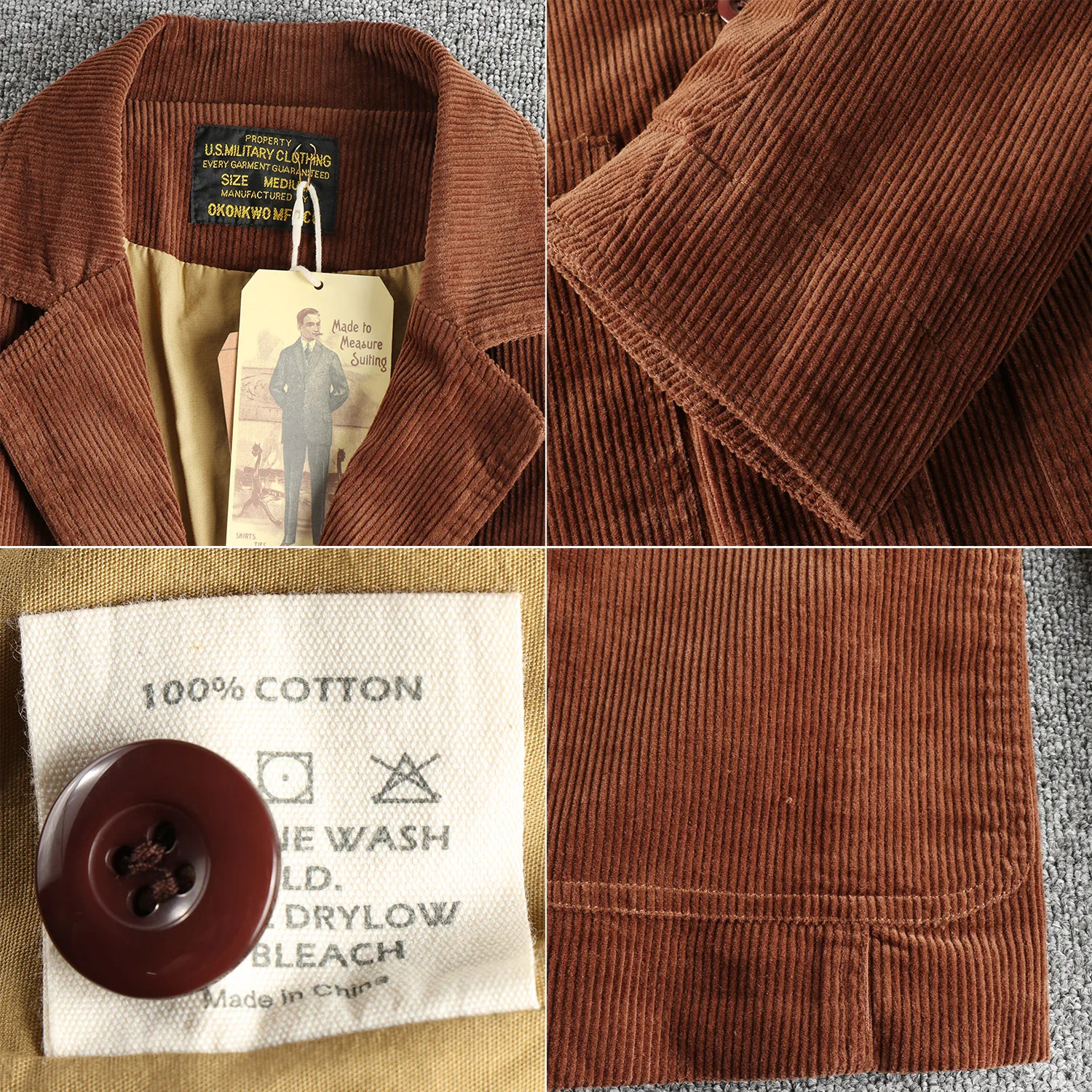2025 Spring and Winter New American Retro Corduroy Casual Blazers Men\'s Simple 100% Cotton Heavyweight Street Loose Suit Jacket