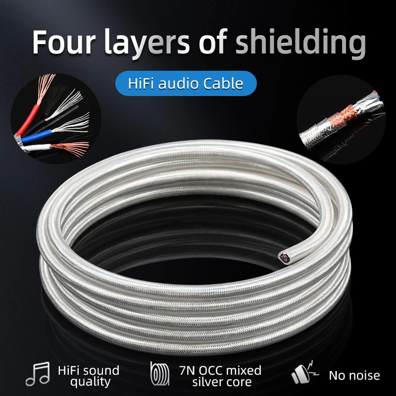 ATAUDIO High Quality Hifi RCA Bulk Audio Cable for DIY High Purity Copper and Silver Mixed XLR Audio Interconnect Bulk Cable