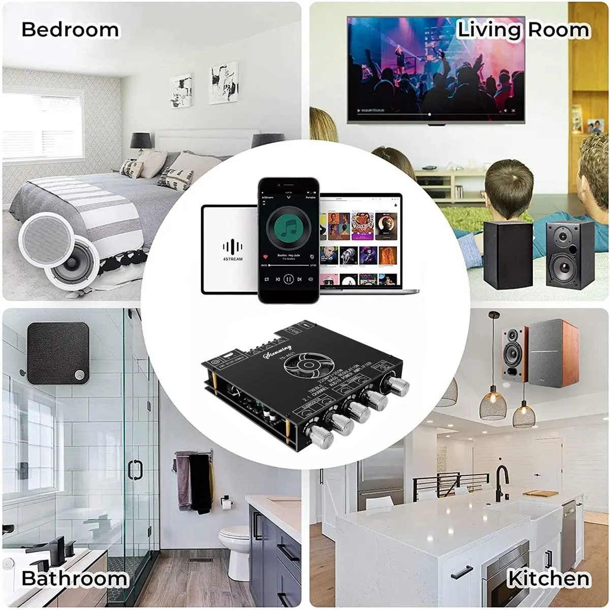 

Superior-YS-AS21 2,1-канальная плата цифрового усилителя Bluetooth TPA3251 220 Вт x 2 + 350 Вт мощный аудиомодуль