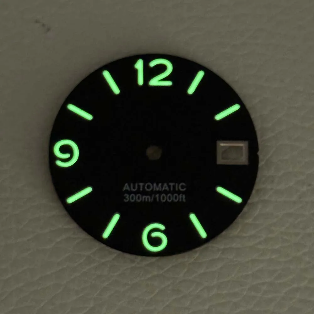 Calendrier unique lumineux vert rétro numérique, cadran sans logo, mouvement de cadran NHDial35, module de montre, accessoires personnalisés, 28.5mm