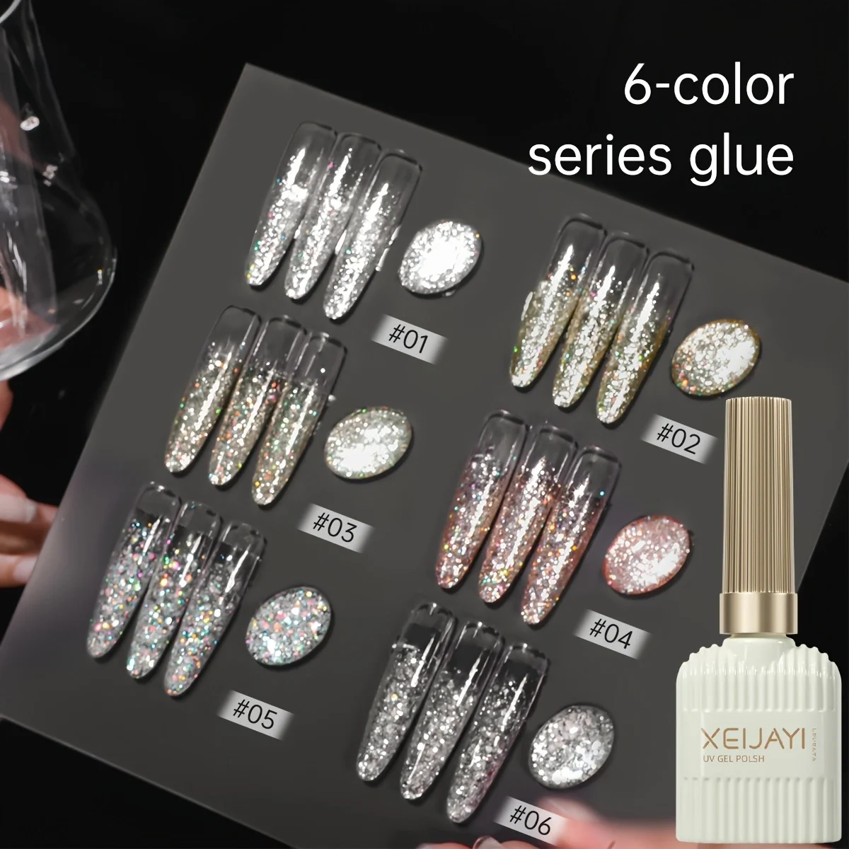

XEIJAYI Nail Art 2025 Diamond Nail Art Design 6 Colors Set 15ml Nail Polish Soak UV LED Nail Gel Salon