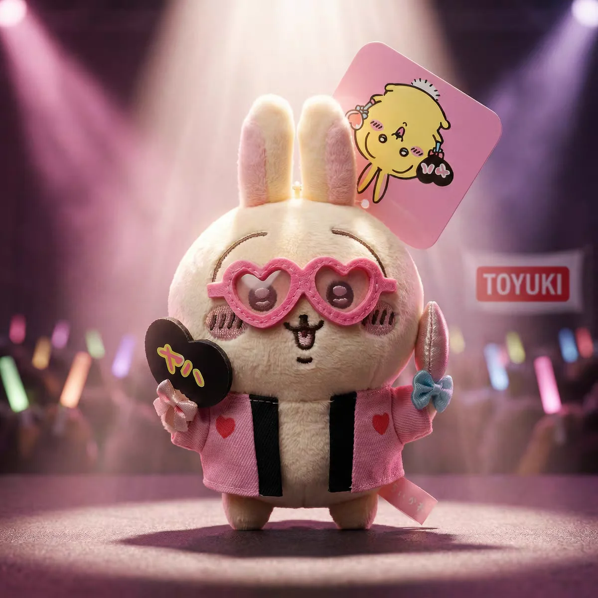Usagi Take Light Stick Take A Fan Heart-Shaped Glasses Plush Stuff Toy Keychain Crossbody Bag Pendant Birthday Gift Friends ﻿