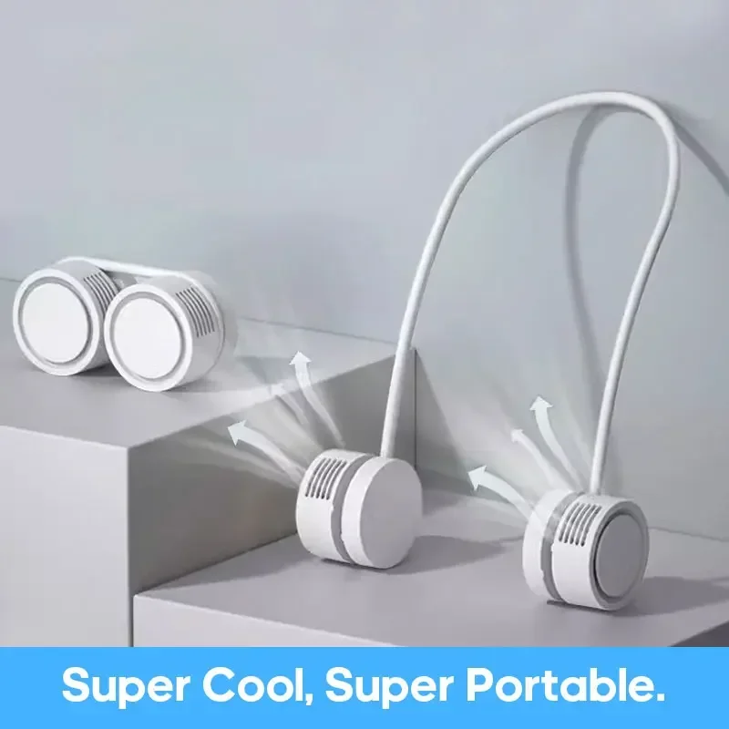 

USB 3 Speeds Rechargeable Air Coolers Hanging Neck Hands Free Bladeless Fans Power ventilador Neckband Fan Mini Air Cooler