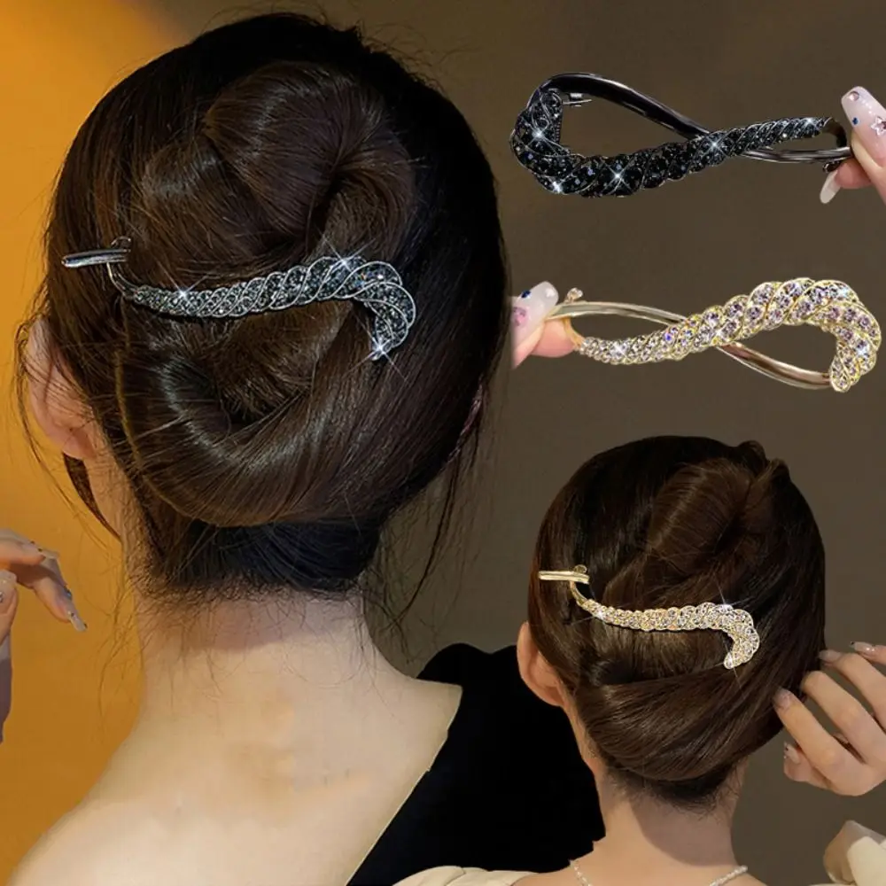 Luxury Rhinestone Banana Clip Hair Accessories Women Girls Exquisite Ponytail Holder Sweet Twist Hairpins