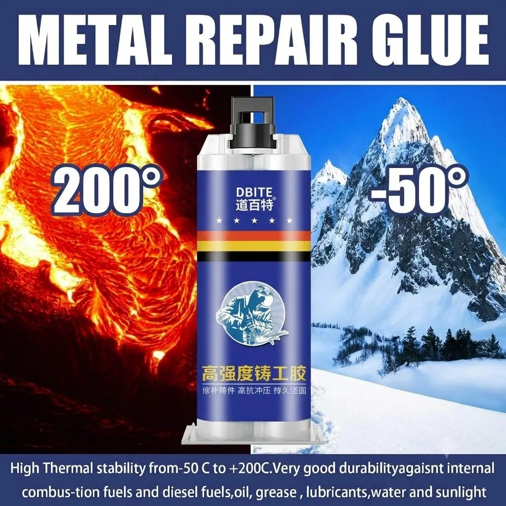 AB Casting Adhesive High Strength Metal Repair Glue 200℃ High Temp Resistant Epoxy Sealant Cast Iron Aluminum Radiator Repair