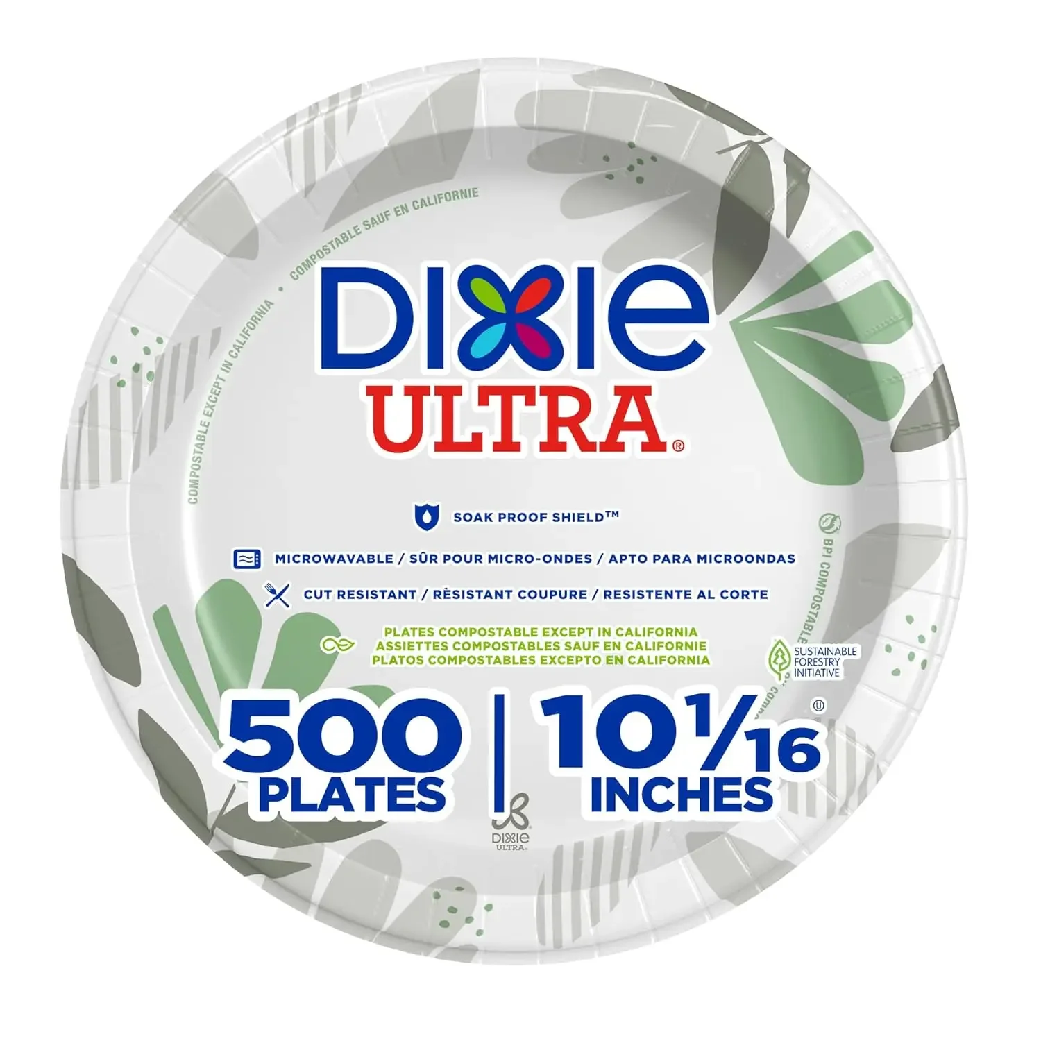 

10 Inch Heavy Weight Paper Plates Pathways Botanical Design 500 Count 125 Per Pack 4 Packs Per Case