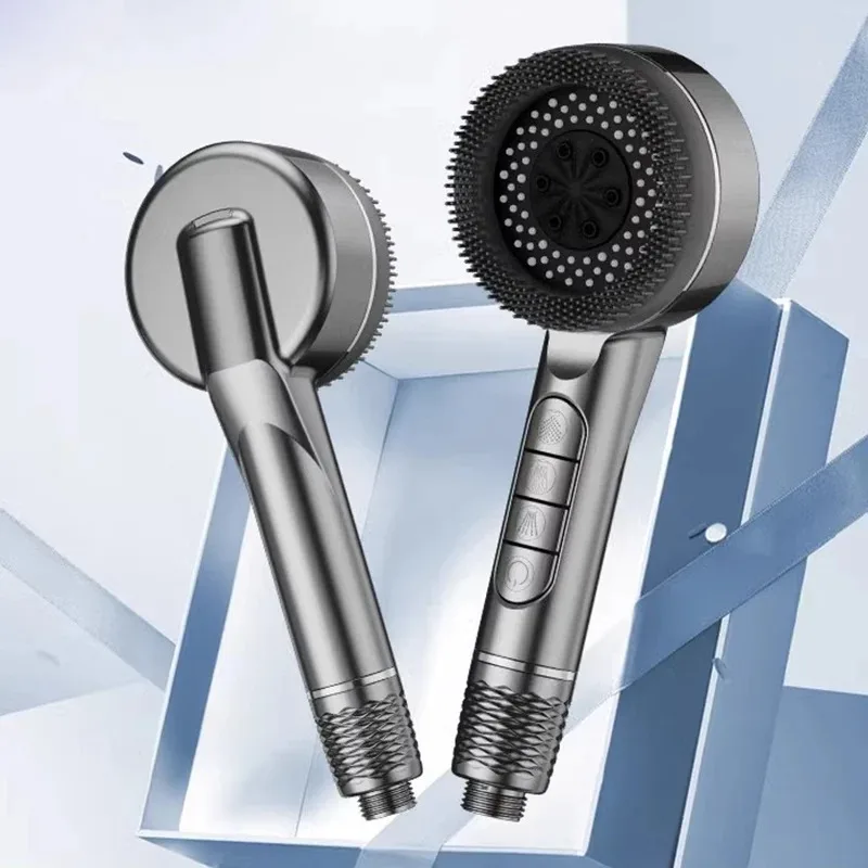 

4 Modes Self-cleaning Shower Head with Silicone Brush One-Key Stop Water Massage High Pressure Showerhead with Filter